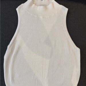 Uniqlo Cream Ribbed Knit Crop Top